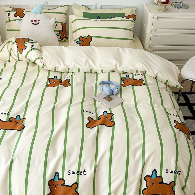 INS Style Pure Cotton Bedding Set – Plants & Flowers Pattern