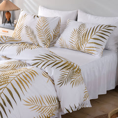 European And American Pearl Concentrate Printing Leaves Bedding Suit