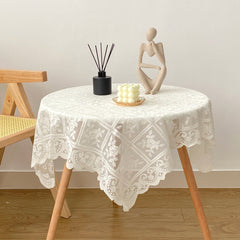 Bright Silk Beige Lace Tablecloth Coffee Table Bedside Table Small Cover Cloth