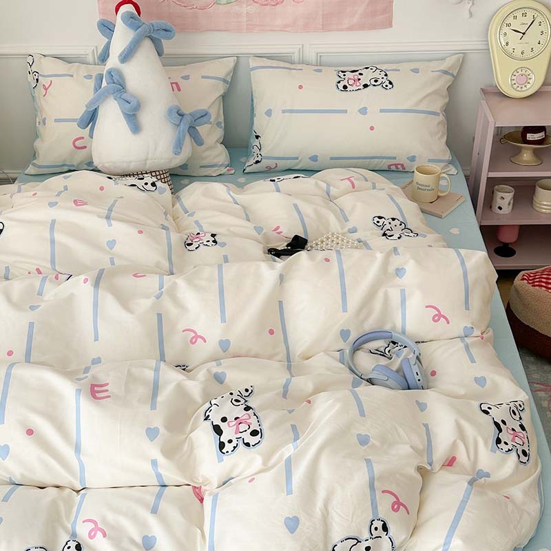 INS Style Pure Cotton Bedding Set – Plants & Flowers Pattern
