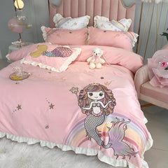Mermaid Cotton Four-Piece Embroidery Bedding