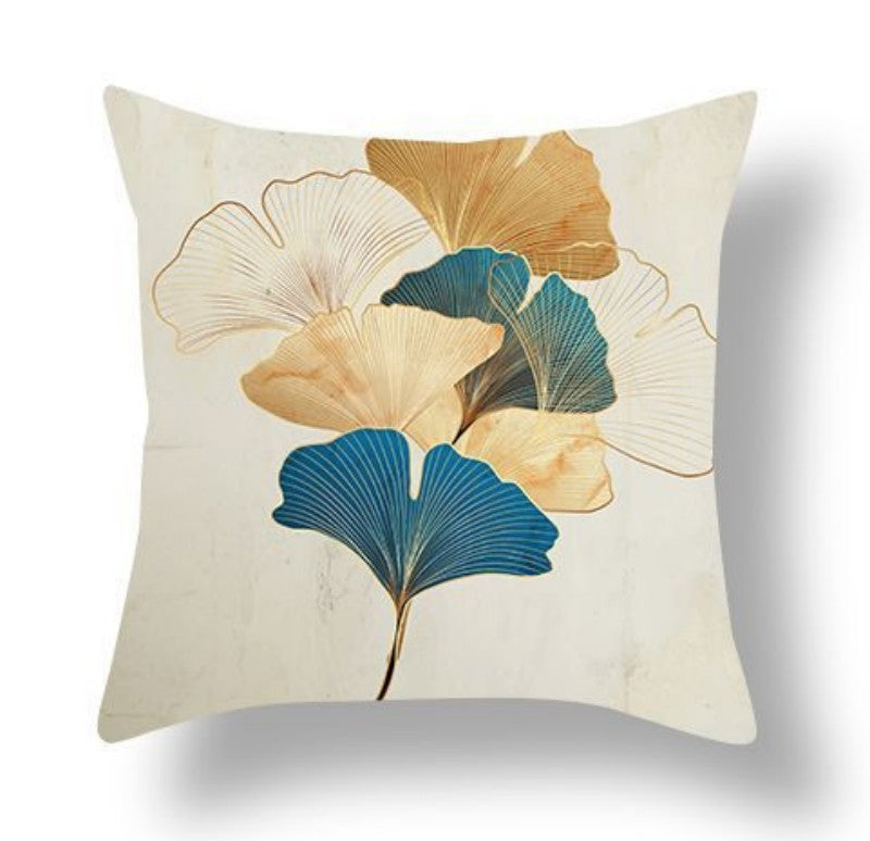 Ginkgo Leaf Printed Peach Skin Velvet Pillowcase