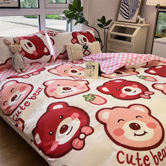 Cartoon Anime Polyester Bedding Set – 4-Piece Soft & Cozy