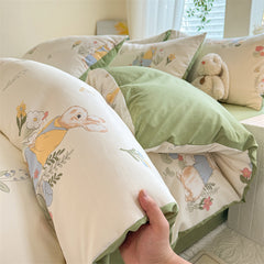 Super Soft Glutinous Clouds Cotton Four-piece Set Washed