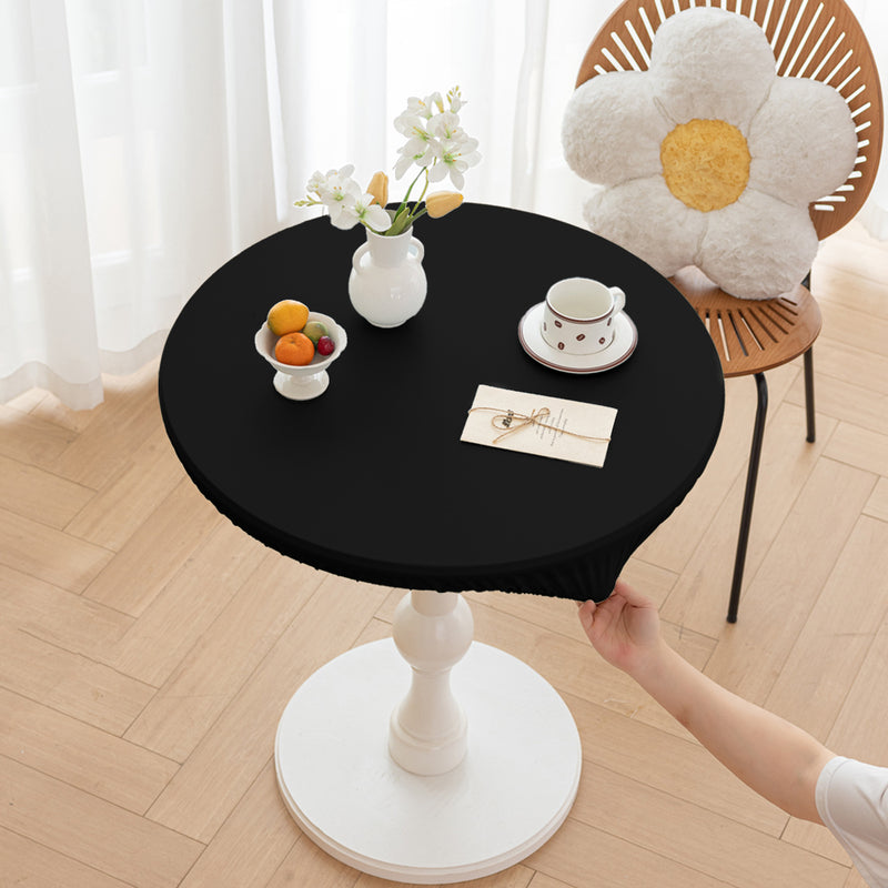 Stretch Household Dining Table Leather Washable Round Table Cover Simple Solid Color