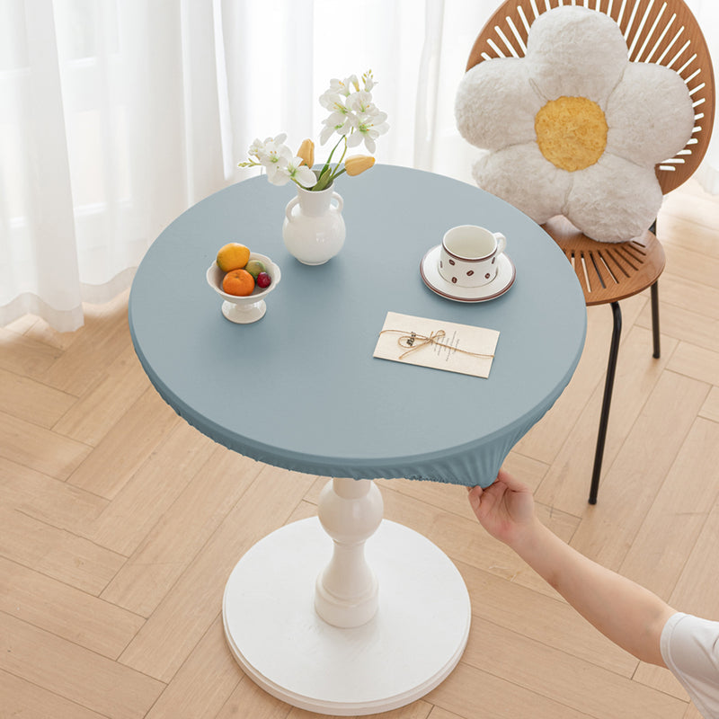 Stretch Household Dining Table Leather Washable Round Table Cover Simple Solid Color