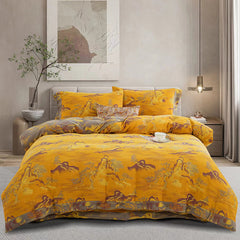 Cotton Double-layer Yarn Four-piece Flower Quilt Cover Bedding Bedding