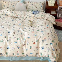 INS Style Pure Cotton Bedding Set – Plants & Flowers Pattern