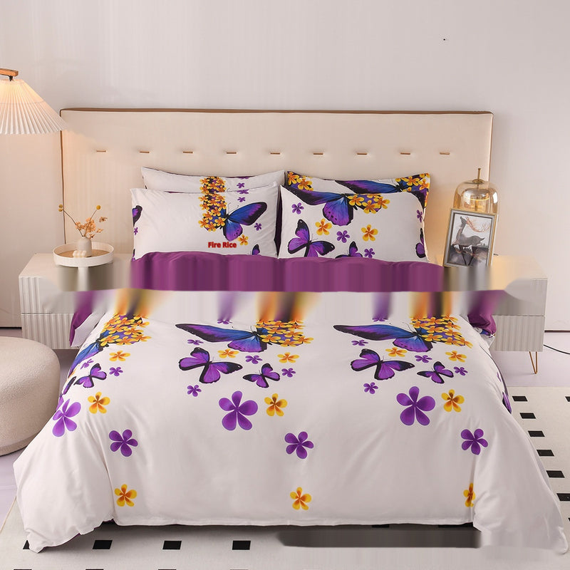 European And American Pearl Concentrate Printing Leaves Bedding Suit