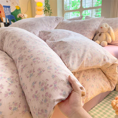 Super Soft Glutinous Clouds Cotton Four-piece Set Washed