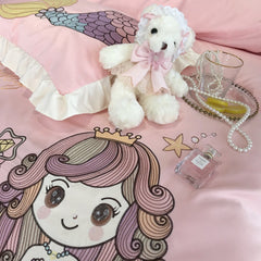 Mermaid Cotton Four-Piece Embroidery Bedding
