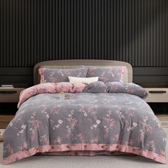 Cotton Double-layer Yarn Four-piece Flower Quilt Cover Bedding Bedding