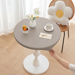 Stretch Household Dining Table Leather Washable Round Table Cover Simple Solid Color