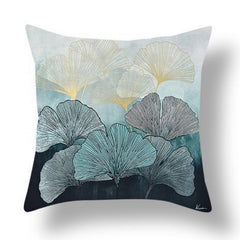 Ginkgo Leaf Printed Peach Skin Velvet Pillowcase