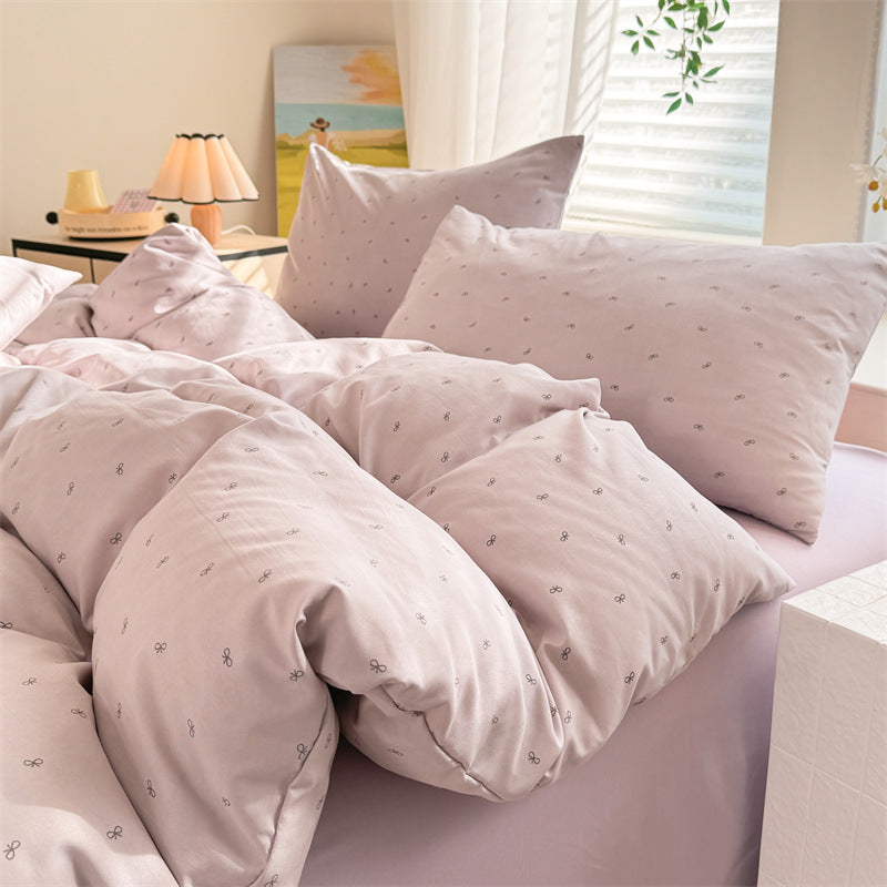 Super Soft Glutinous Clouds Cotton Four-piece Set Washed