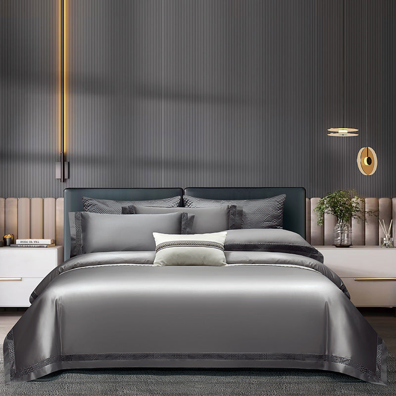 Long-Staple Cotton Four-Piece Hollow Lace Bedding Set