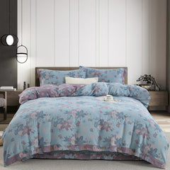 Cotton Double-layer Yarn Four-piece Flower Quilt Cover Bedding Bedding