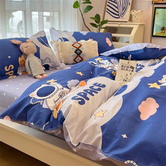 Cartoon Anime Polyester Bedding Set – 4-Piece Soft & Cozy