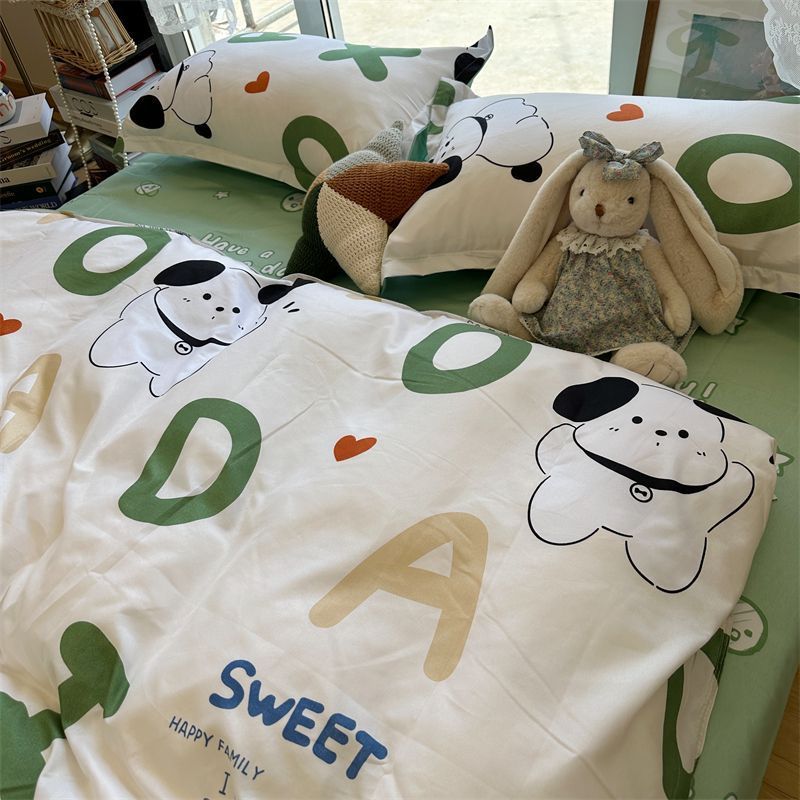 Cartoon Anime Polyester Bedding Set – 4-Piece Soft & Cozy