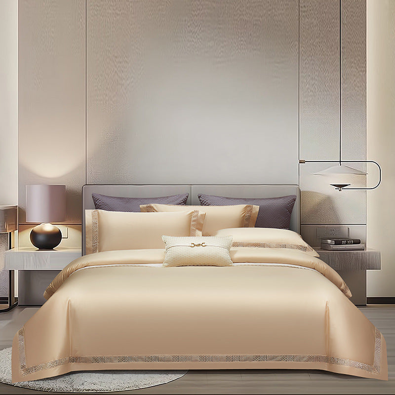 Long-Staple Cotton Four-Piece Hollow Lace Bedding Set