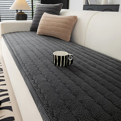 Straight Row One Piece Thickened Fleece Sofa Cover