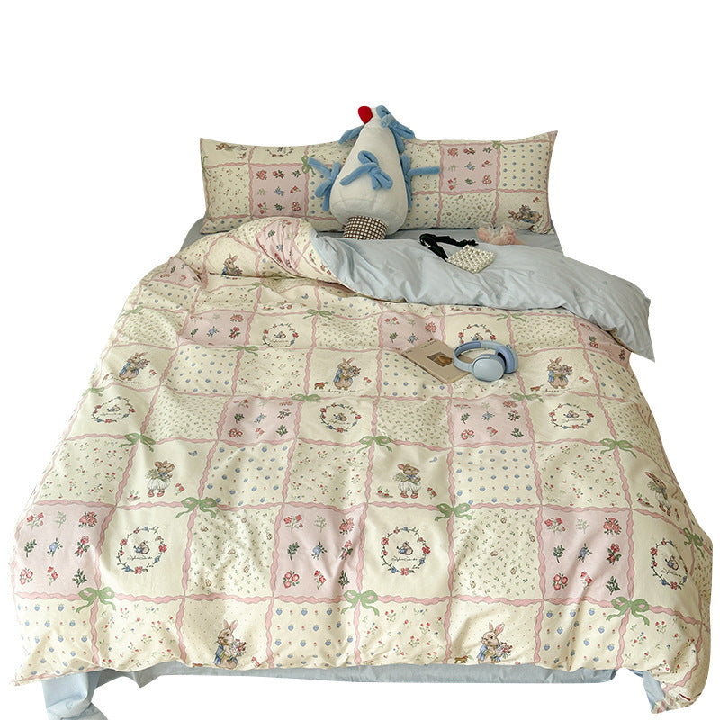 INS Style Pure Cotton Bedding Set – Plants & Flowers Pattern