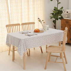 Cotton Linen Daisy Embroidery Tablecloth