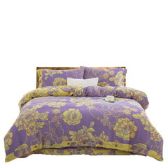 Cotton Double-layer Yarn Four-piece Flower Quilt Cover Bedding Bedding